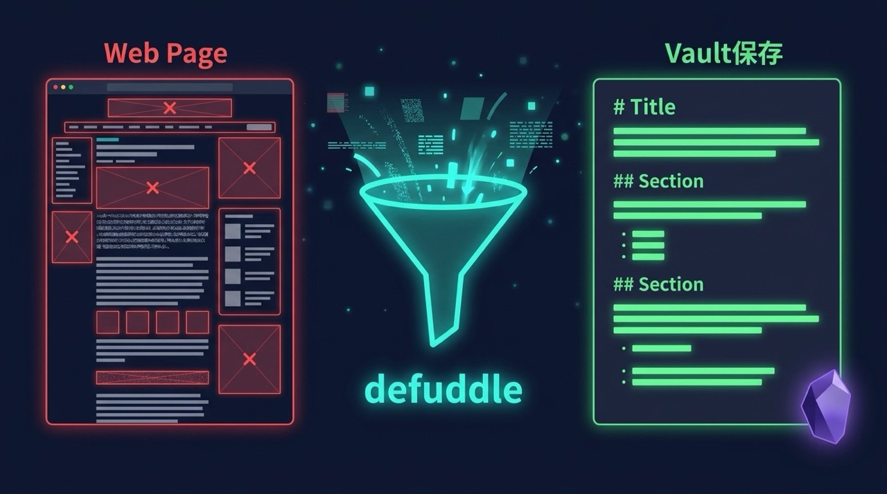 defuddle ビフォー・アフター：ノイズ除去のイメージ
